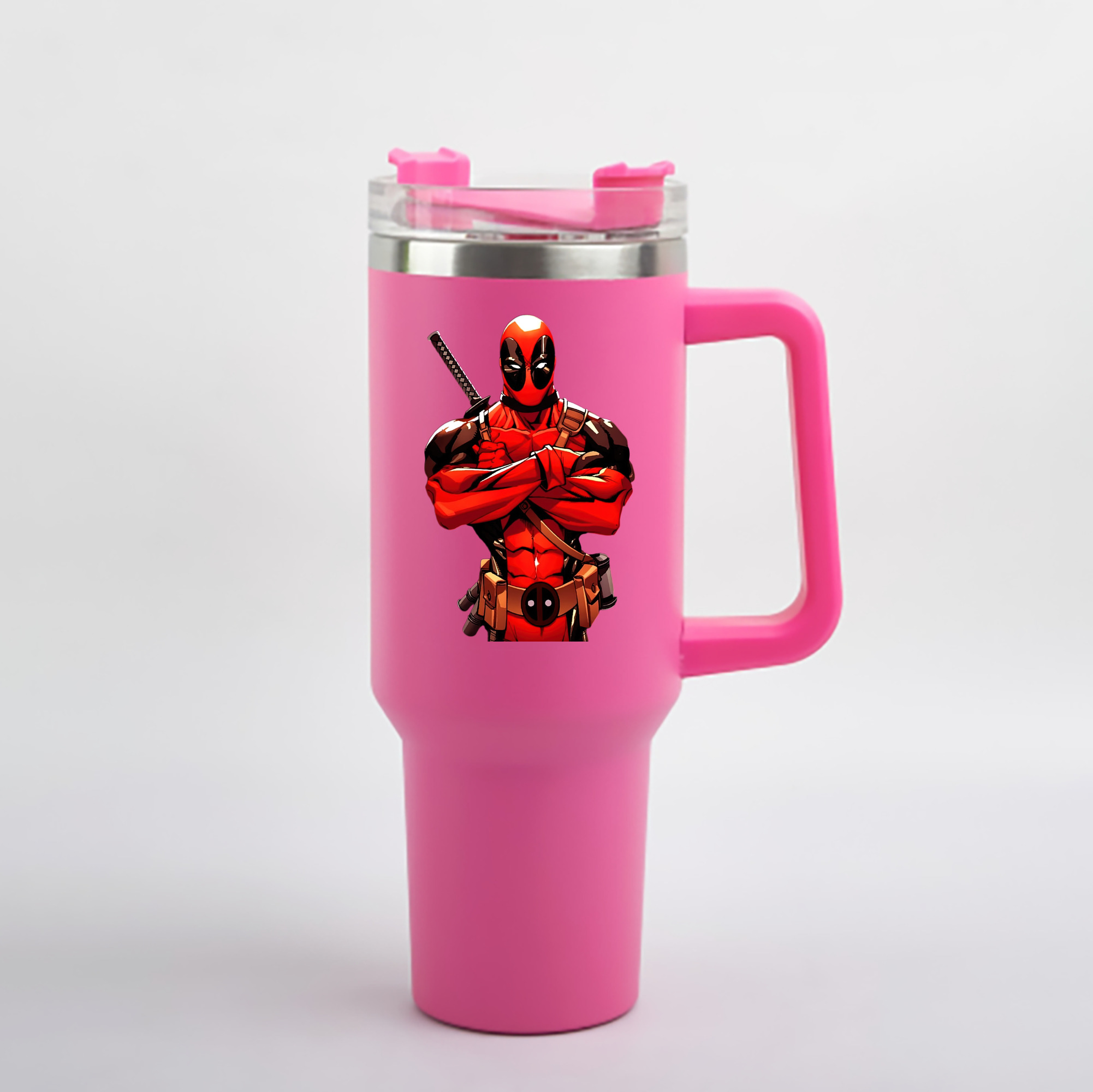 （画像用） Deadpool デッドプール 1200mL車用タンブラー - クリスタルステッカー（プラスチックストロー付き）